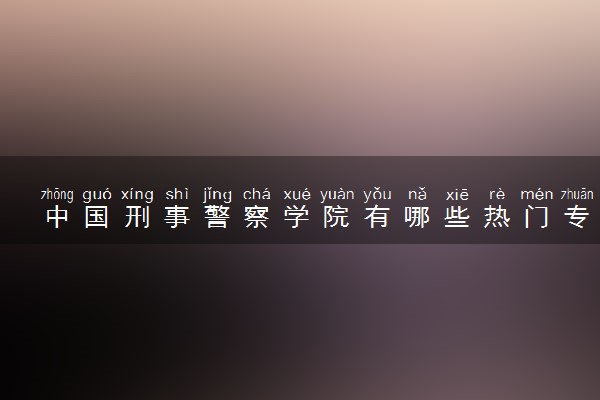中国刑事警察学院有哪些热门专业 推荐的王牌专业